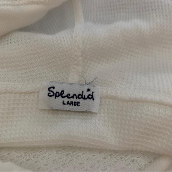 Splendid White Lightweight Waffle Knit Hoodie - Picture 6 of 8